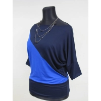 Bluzka Aga dwukolorowe kimono asymetryczne chaber/granat